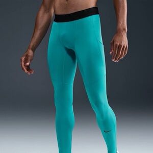 Nike pro mens dri-fit fitness pants 3/4 length  legging  teal size large